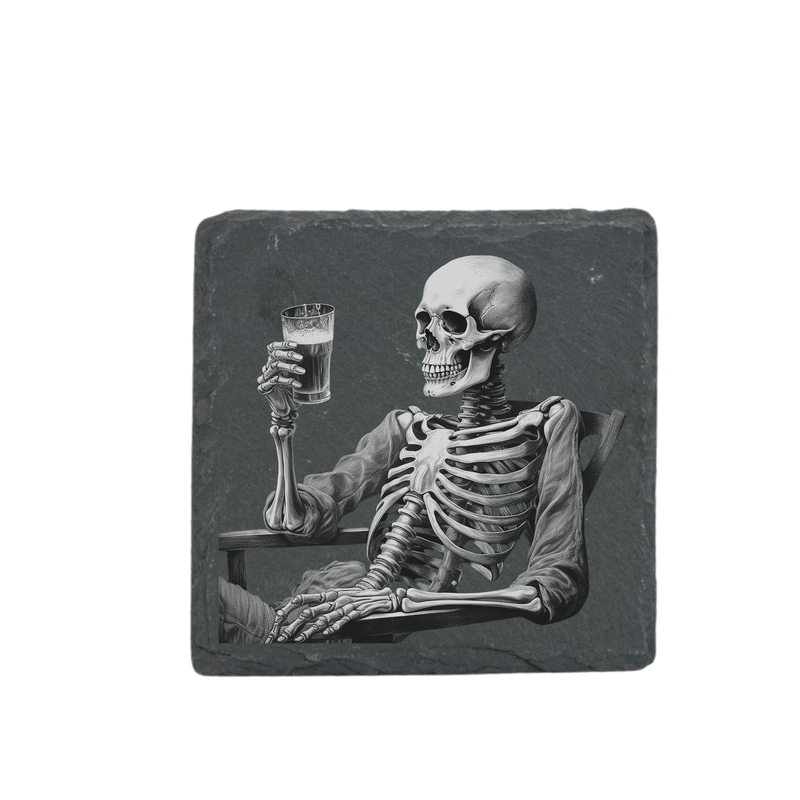 Schieferuntersetzer -Totenkopf Bier 1