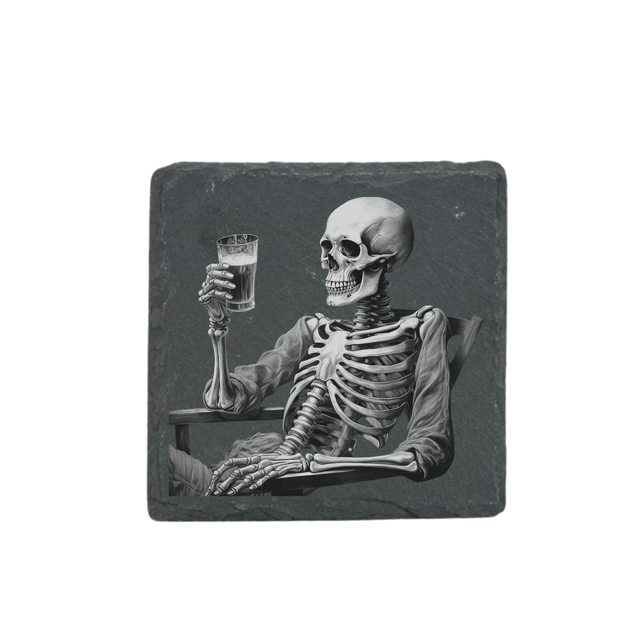Schieferuntersetzer -Totenkopf Bier 1