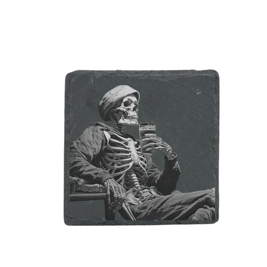 Schieferuntersetzer -Totenkopf Bier 2