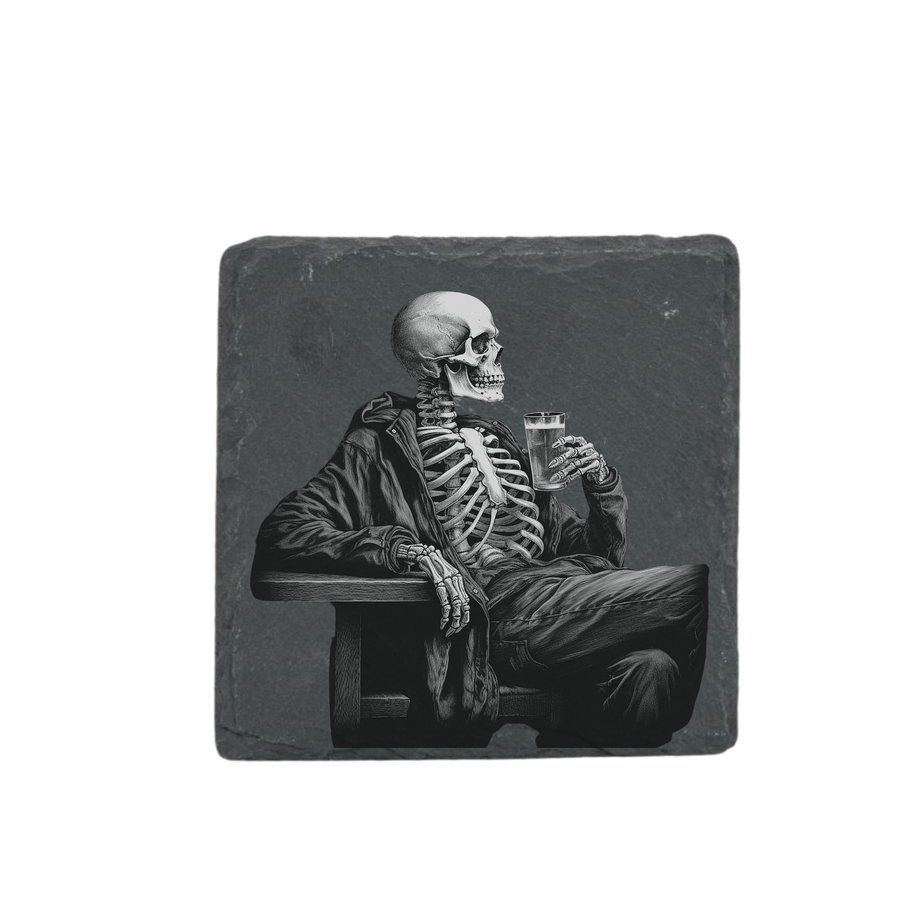 Schieferuntersetzer -Totenkopf Bier 3