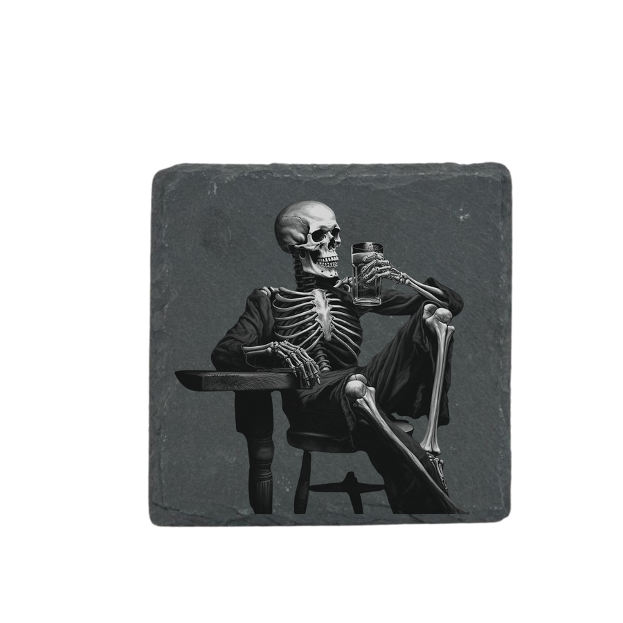 Schieferuntersetzer -Totenkopf Bier 4