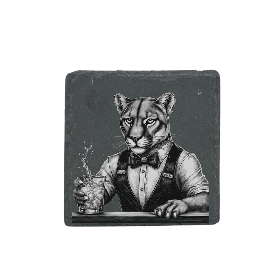 Schieferuntersetzer - Barkeeper Löwin