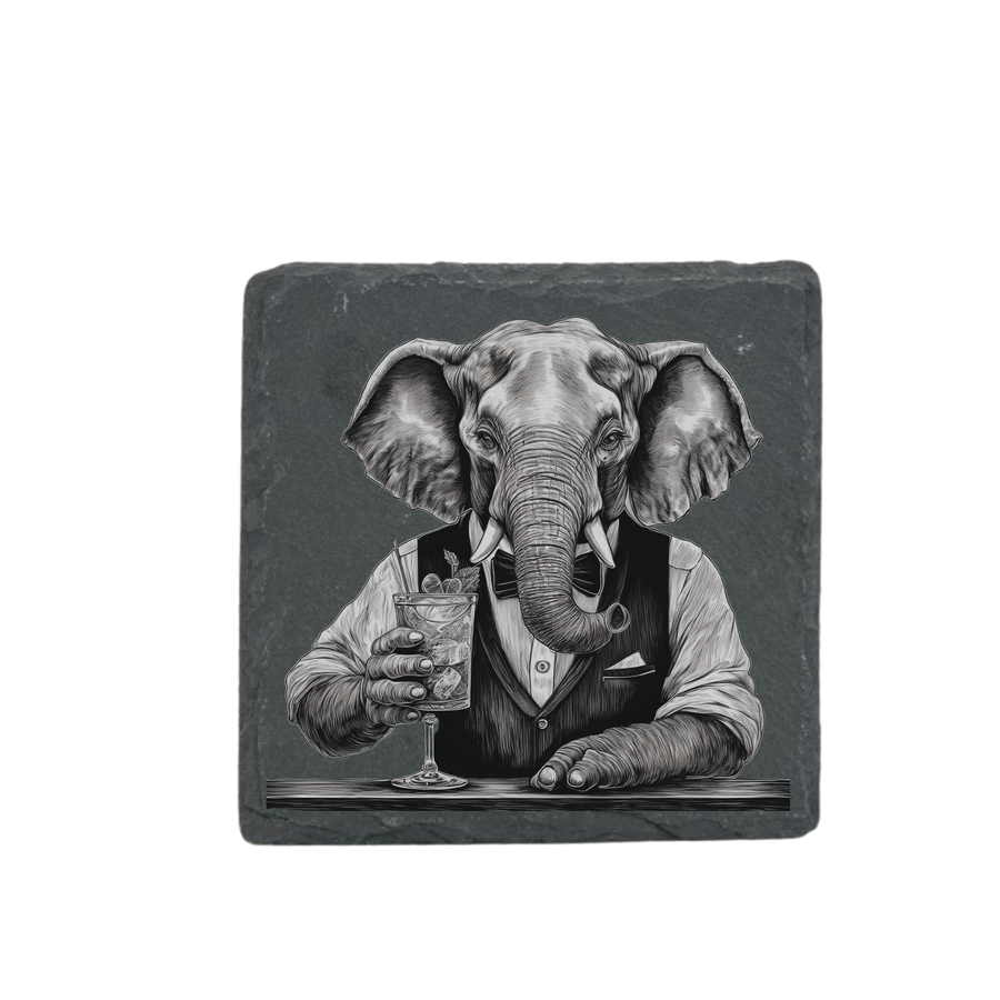 Schieferuntersetzer - Barkeeper Elefant 1