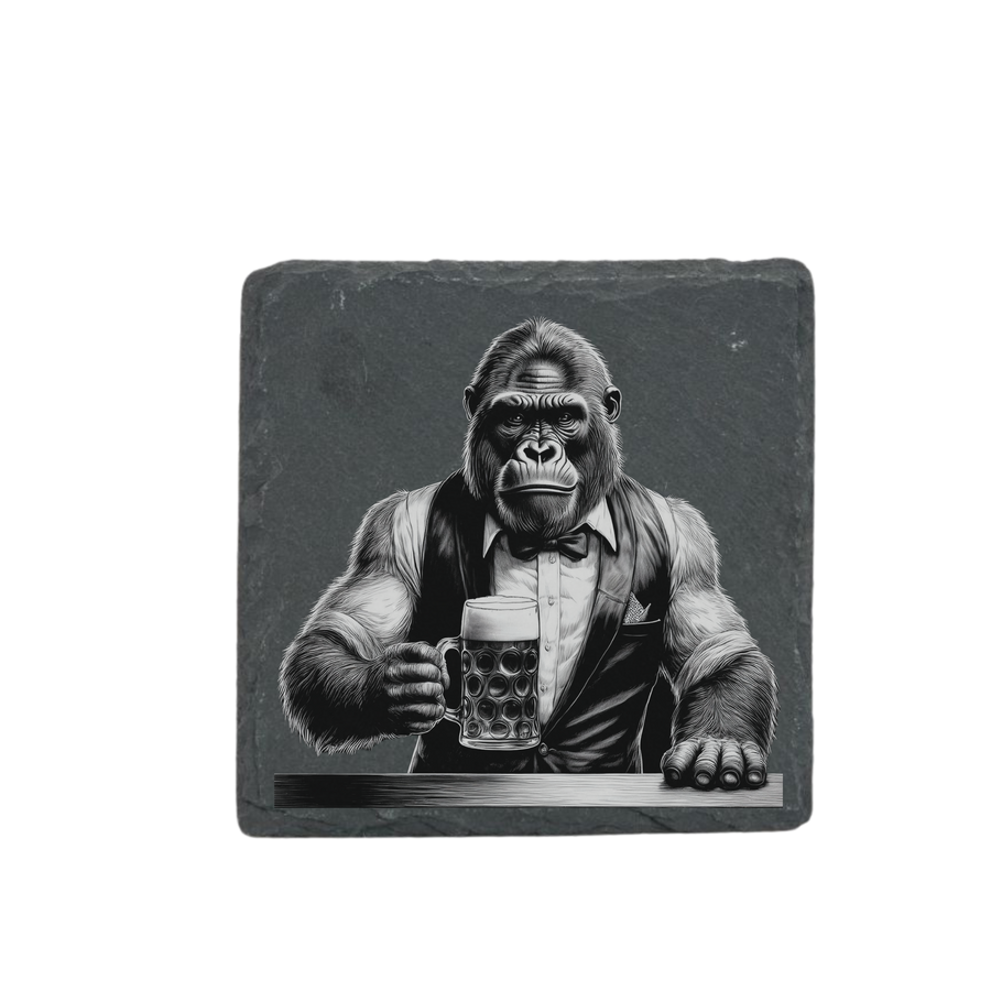Schieferuntersetzer - Barkeeper Gorilla 1