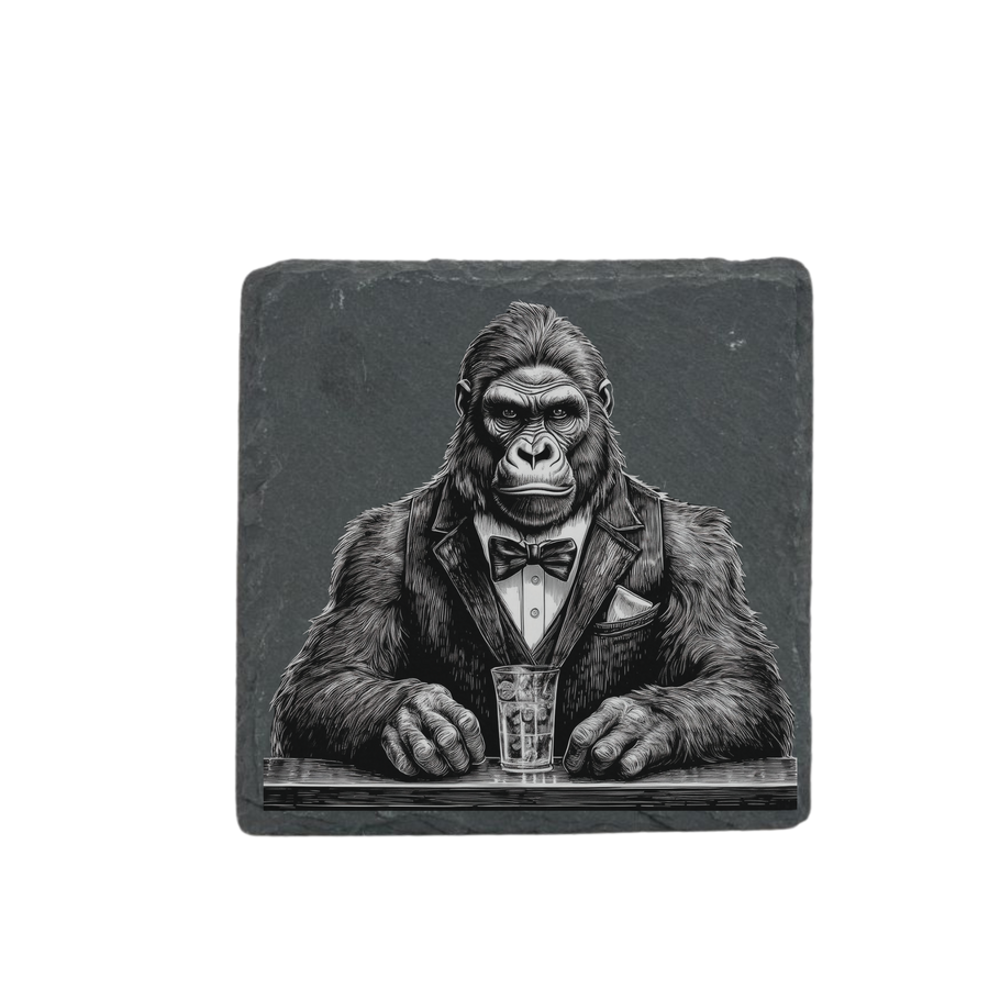 Schieferuntersetzer - Barkeeper Gorilla 2