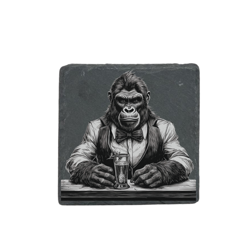 Schieferuntersetzer - Barkeeper Gorilla 3