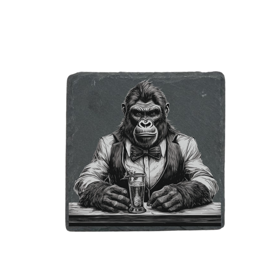 Schieferuntersetzer - Barkeeper Gorilla 3
