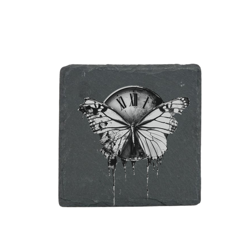 Schieferuntersetzer - Schmetterling Uhr 3