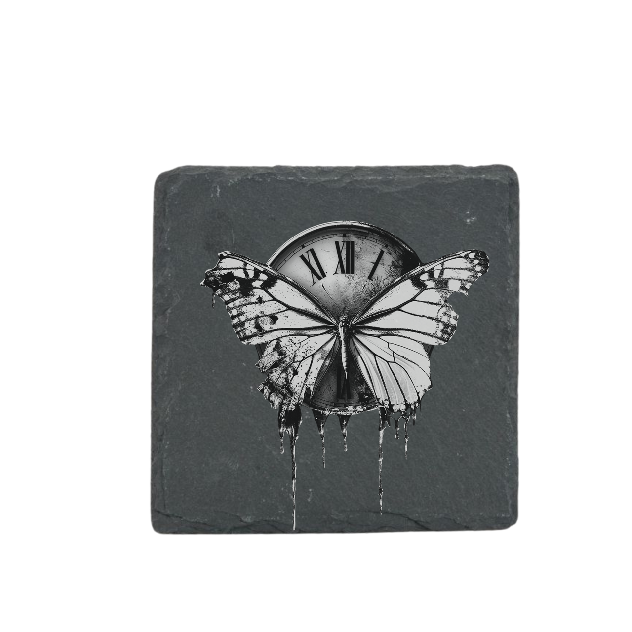 Schieferuntersetzer - Schmetterling Uhr 3