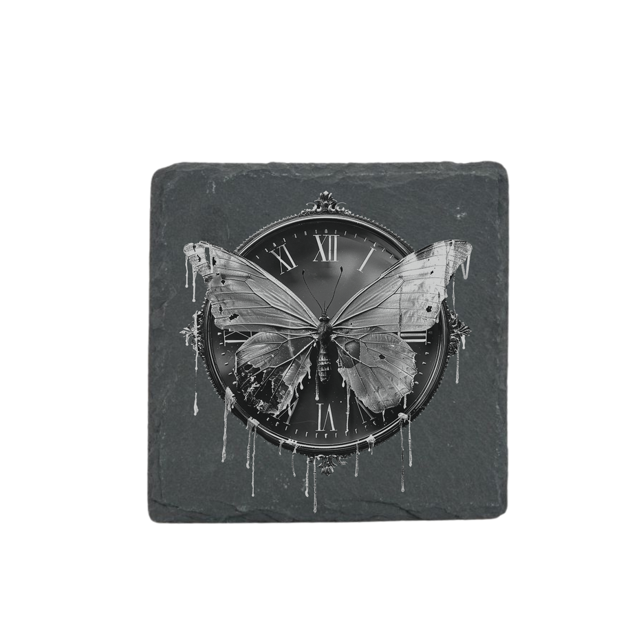 Schieferuntersetzer - Schmetterling Uhr 4