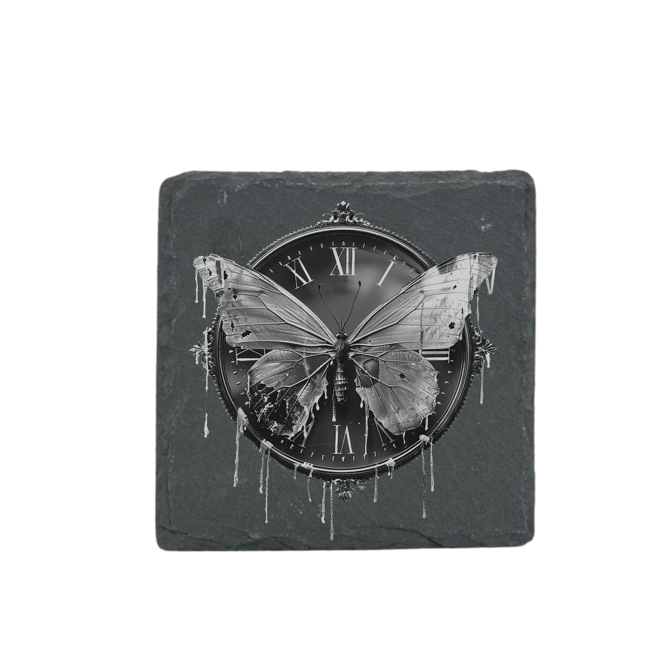 Schieferuntersetzer - Schmetterling Uhr 4