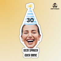Thumbnail for Personalisierbarer Foto Geburtstagssticker – Mit Foto, Text und Alter