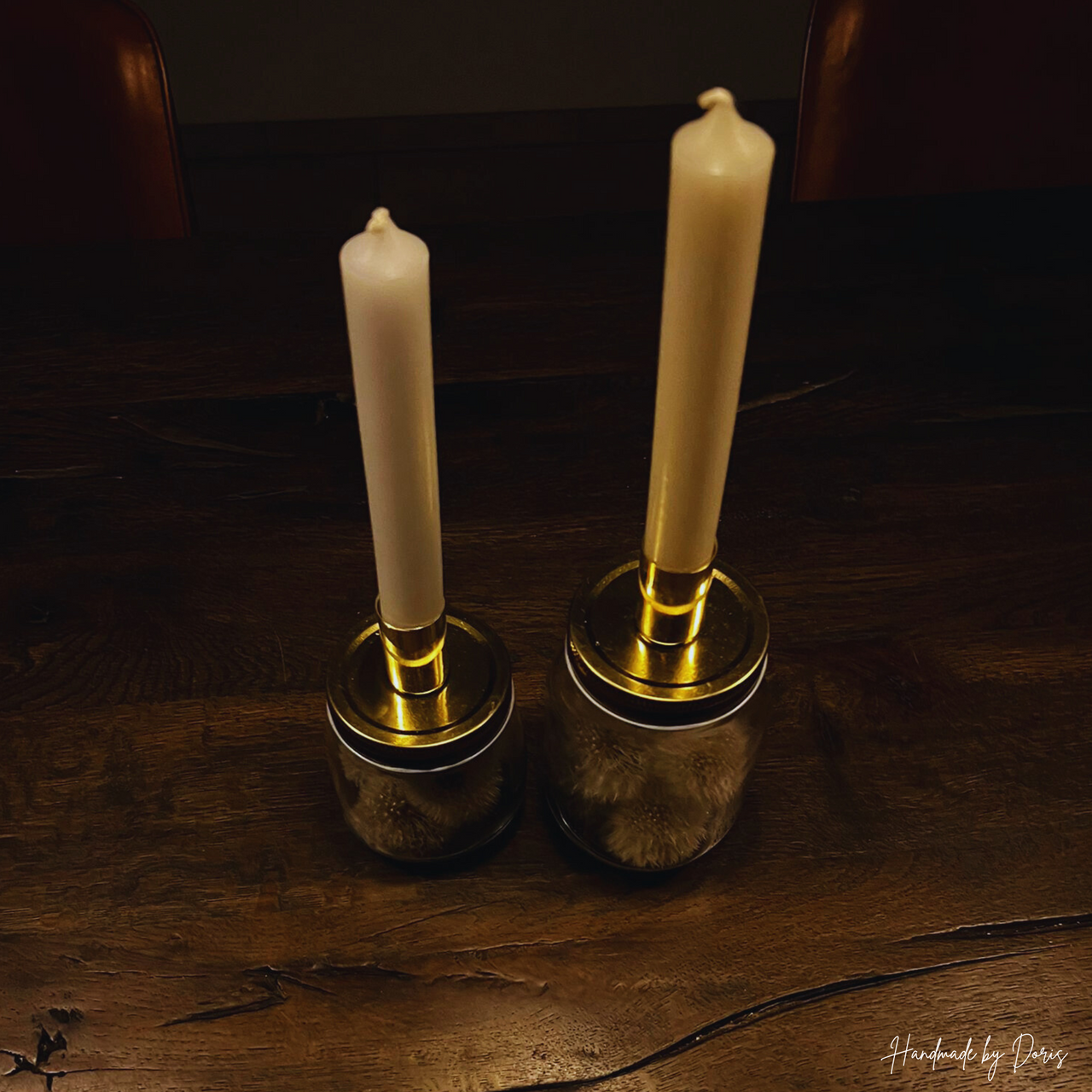 Kerzenhalter mit echten Pusteblumen im Set - Handmade by Doris