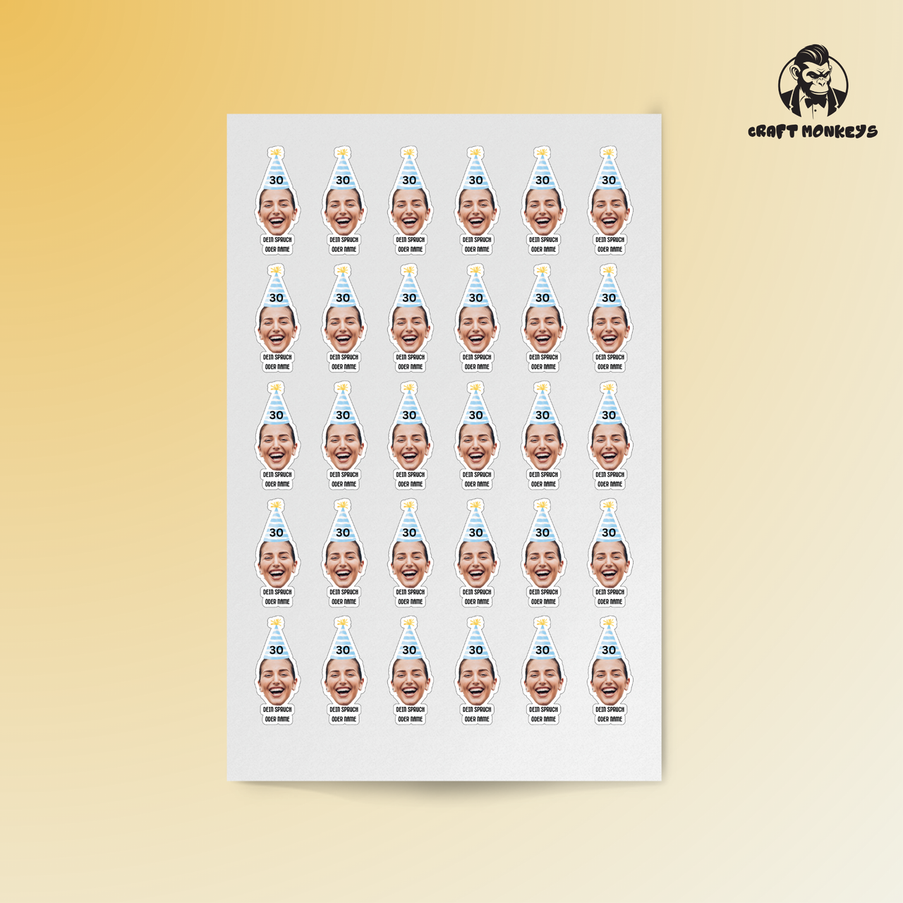 Personalisierbarer Foto Geburtstagssticker – Mit Foto, Text und Alter