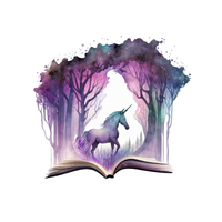 Thumbnail for Bookbag Buchtasche - Zauberwald mit Einhorn 100%Baumwolle Personalisierbar