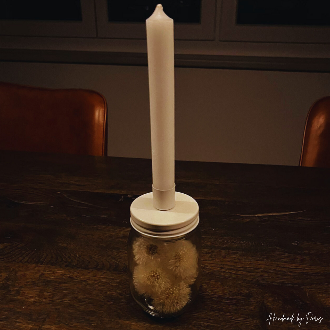 Kerzenhalter mit echten Pusteblumen im Set - Handmade by Doris
