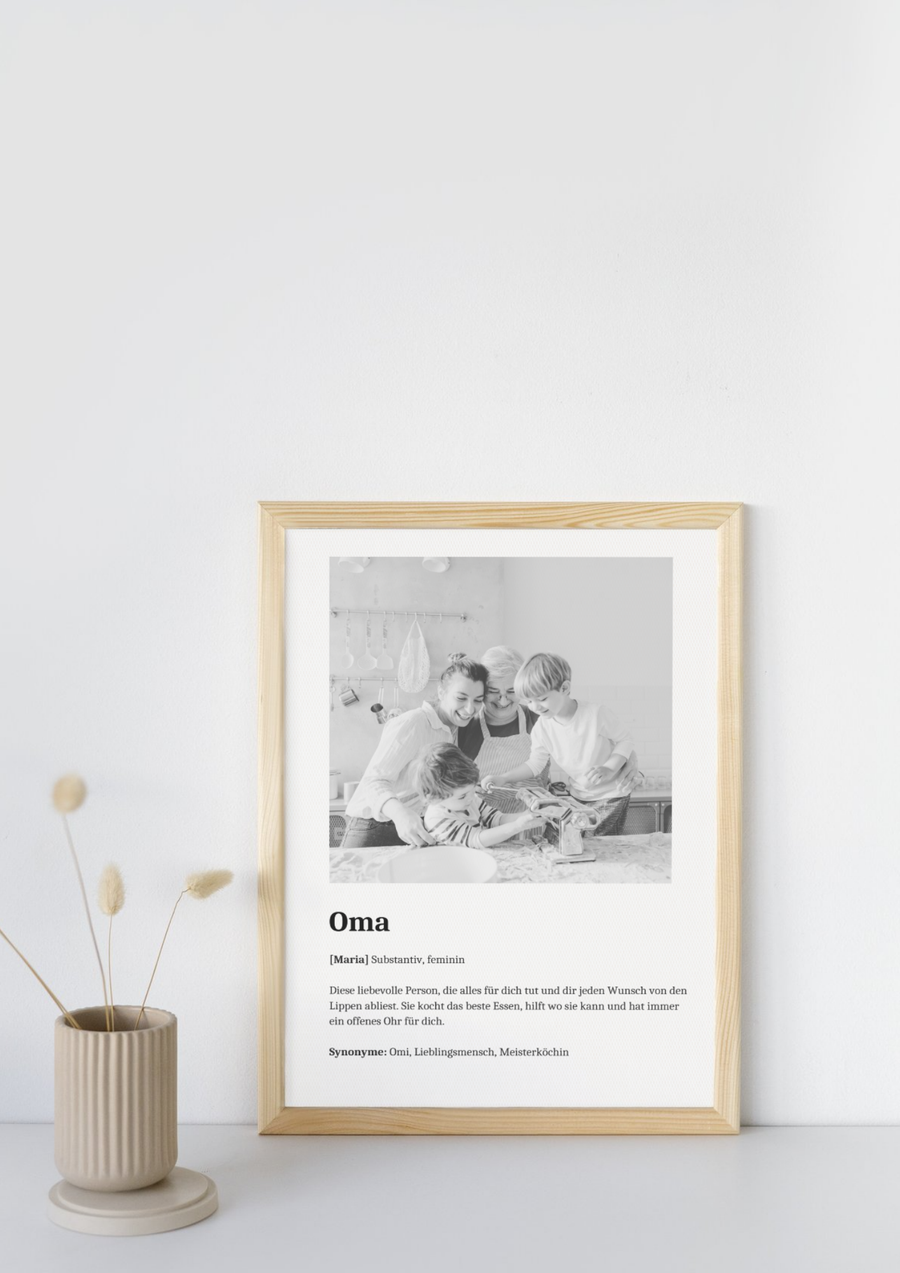 Definition Bild mit Foto "Oma" mit Definition und Name