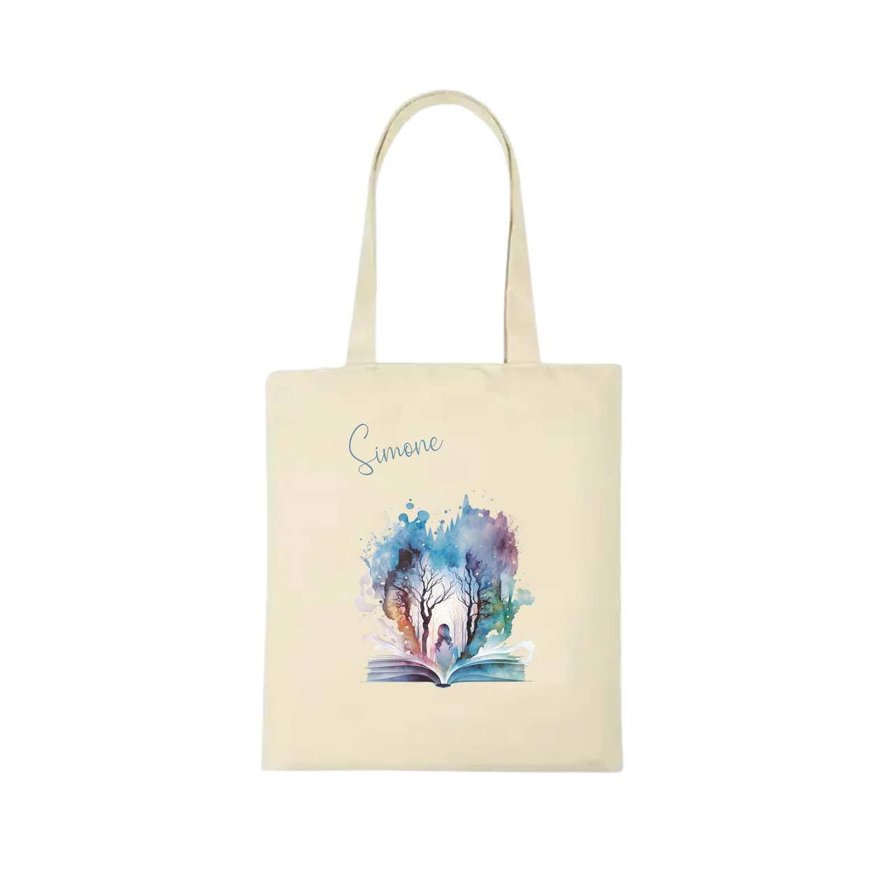 Bookbag Buchtasche - Zauberwald Frau 100%Baumwolle Personalisierbar