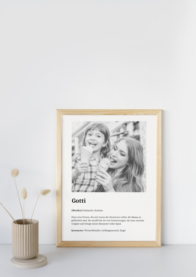 Definition Bild mit Foto "Gotti" mit Definition und Name