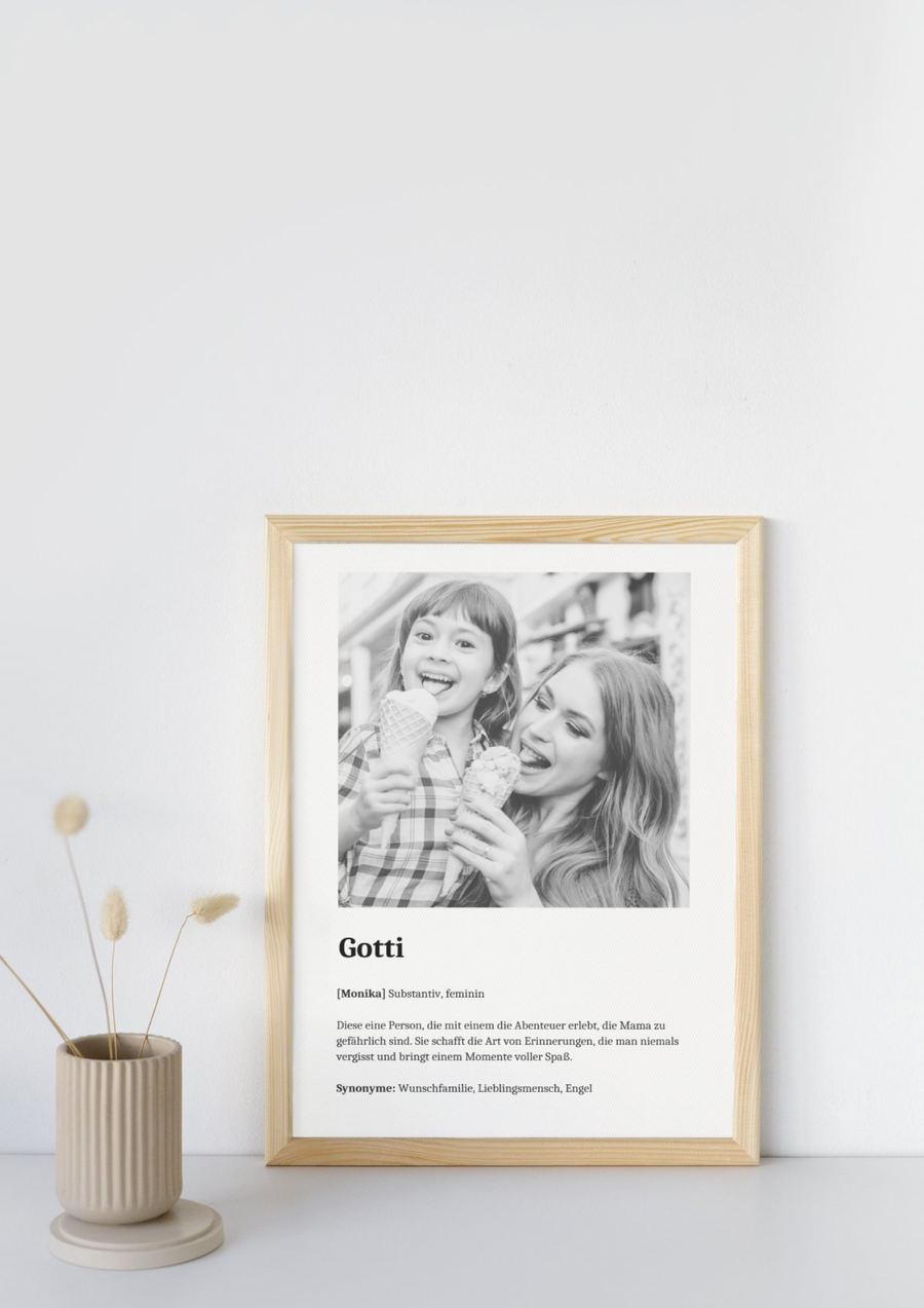 Definition Bild mit Foto "Gotti" mit Definition und Name