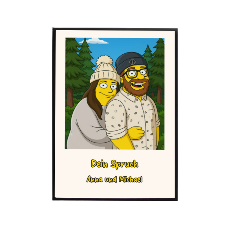 Cartoon Portrait aus Foto erstellen – Personalisierter gelber Comic Stil Poster