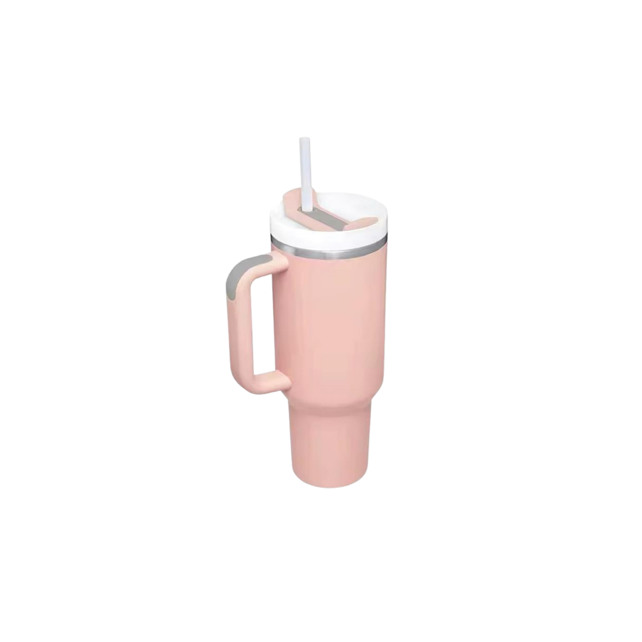 Rosa Thermobecher 1,2 L im Stanley Style mit Henkel und Strohhalm