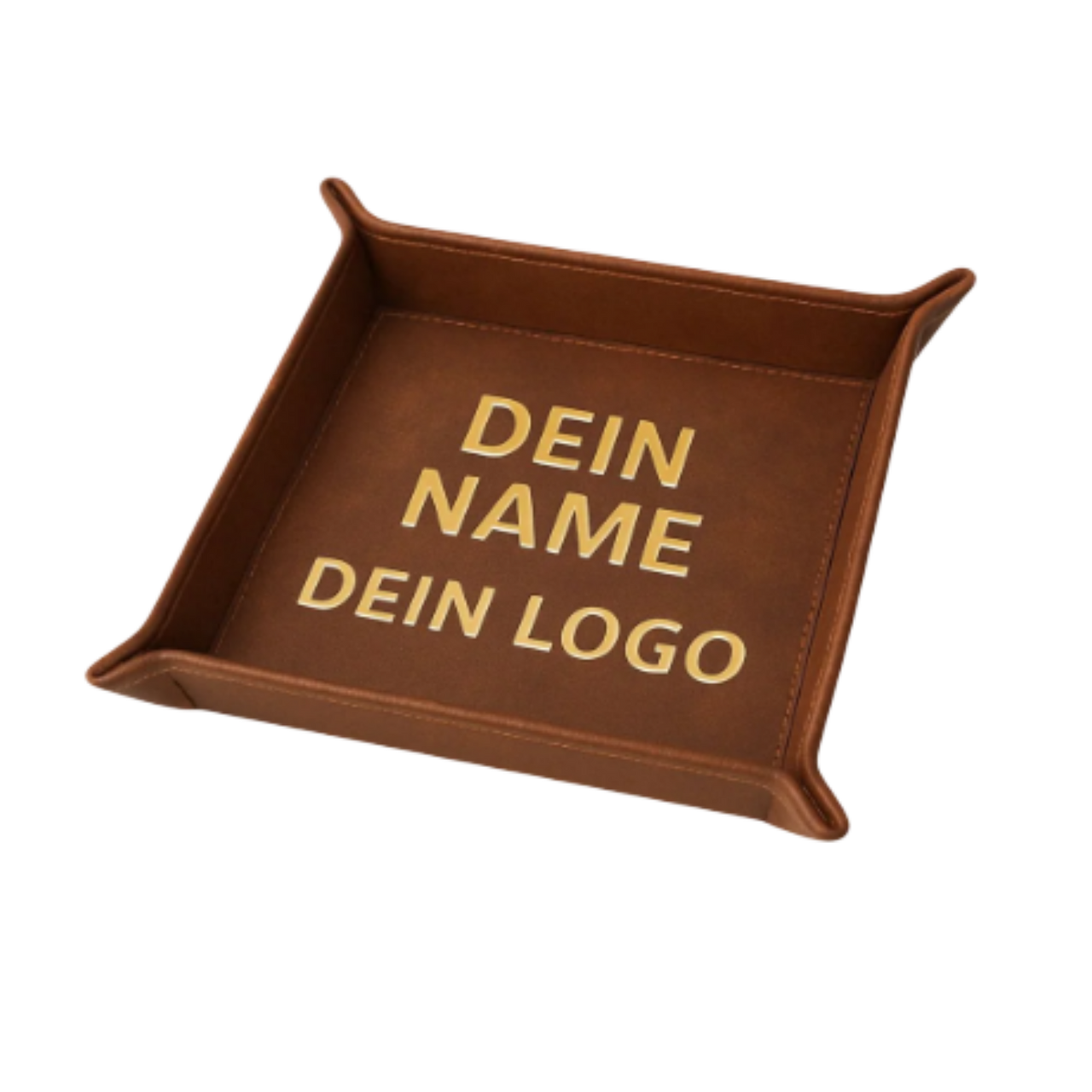 Leder Ablageschale braun mit Personalisierung in Gold