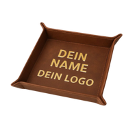 Thumbnail for Leder Ablageschale braun mit Personalisierung in Gold