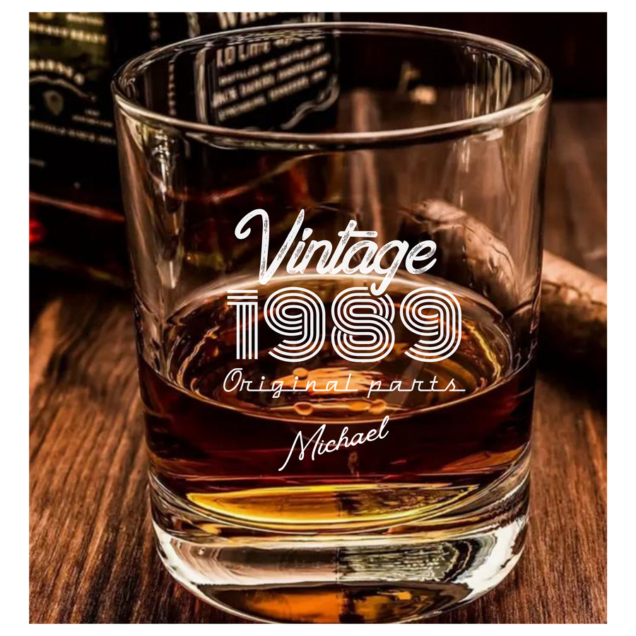 Whiskeyglas-Set – Personalisiert mit Jahrgang und Name
