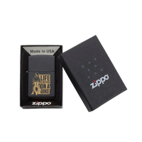 Thumbnail for Zippo Feuerzeug personalisiert mit goldener Gravur - Motorrad Life is better on a Bike