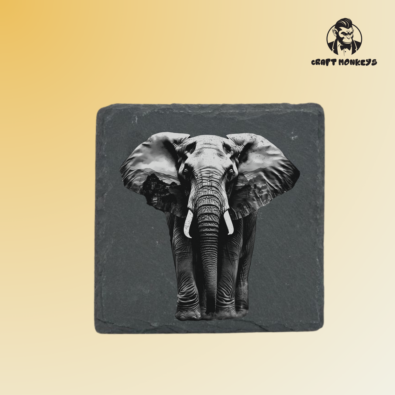 Schieferuntersetzer - Elefant