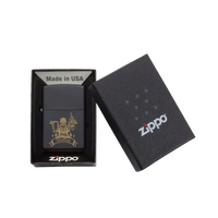 Thumbnail for Zippo Feuerzeug personalisiert mit goldener Gravur - Motorradfahrer Totenkopf mit Bart