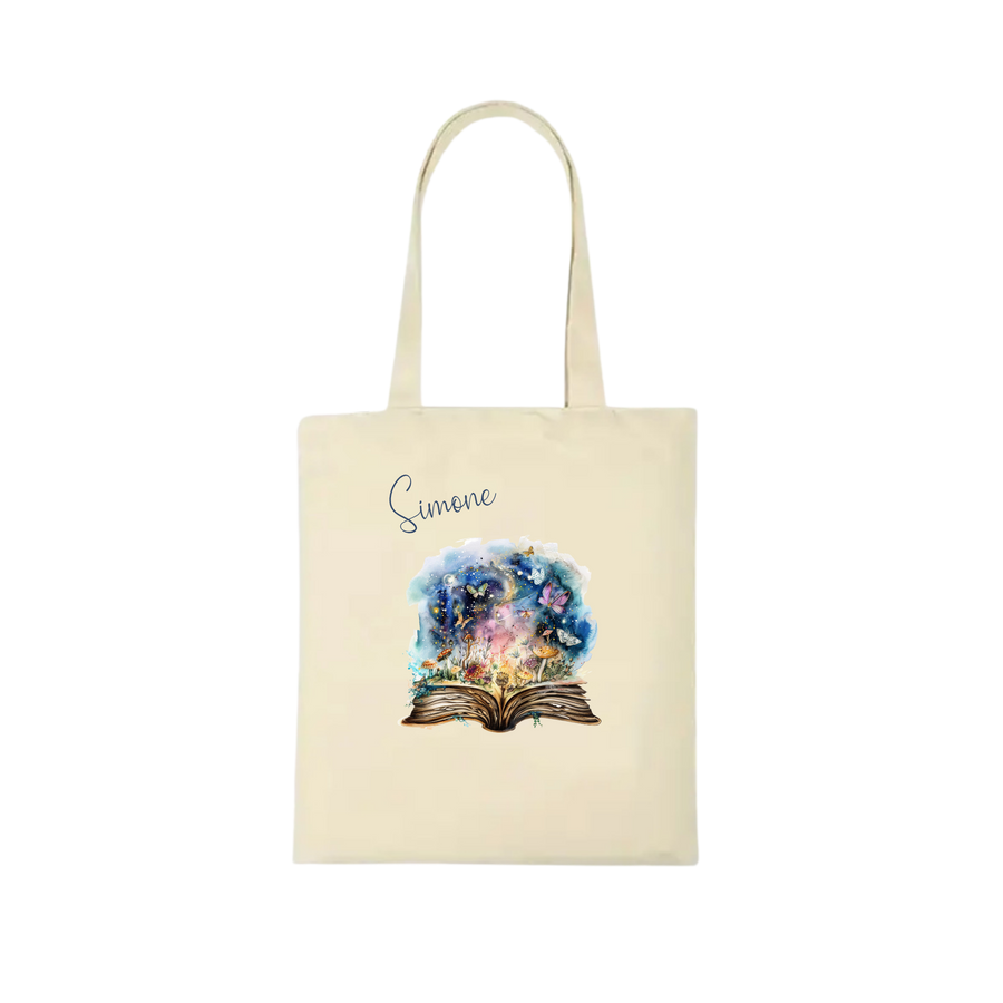 Bookbag Buchtasche - Traum Buch 2 100%Baumwolle Personalisierbar