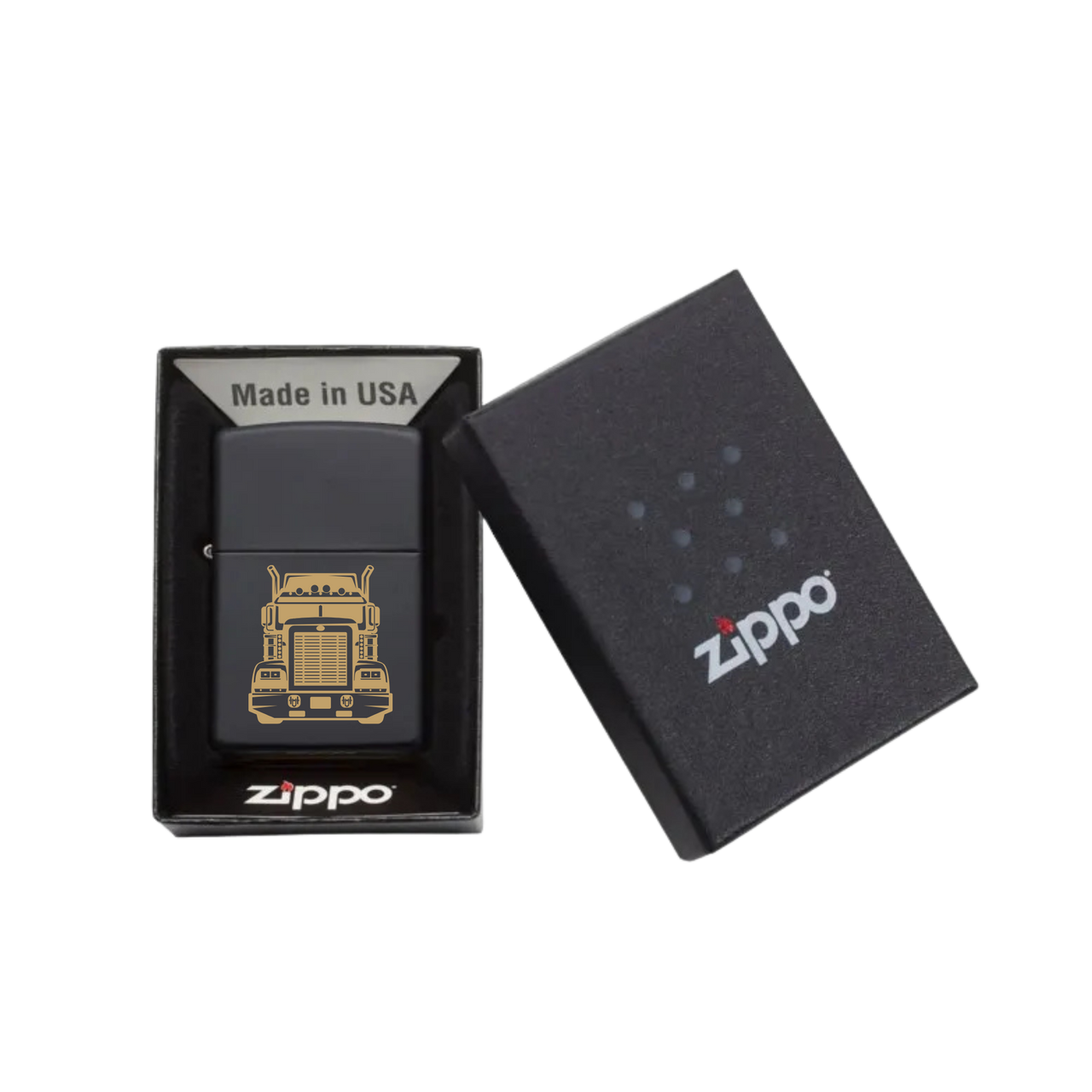 Zippo Feuerzeug personalisiert mit goldener Gravur - LKW