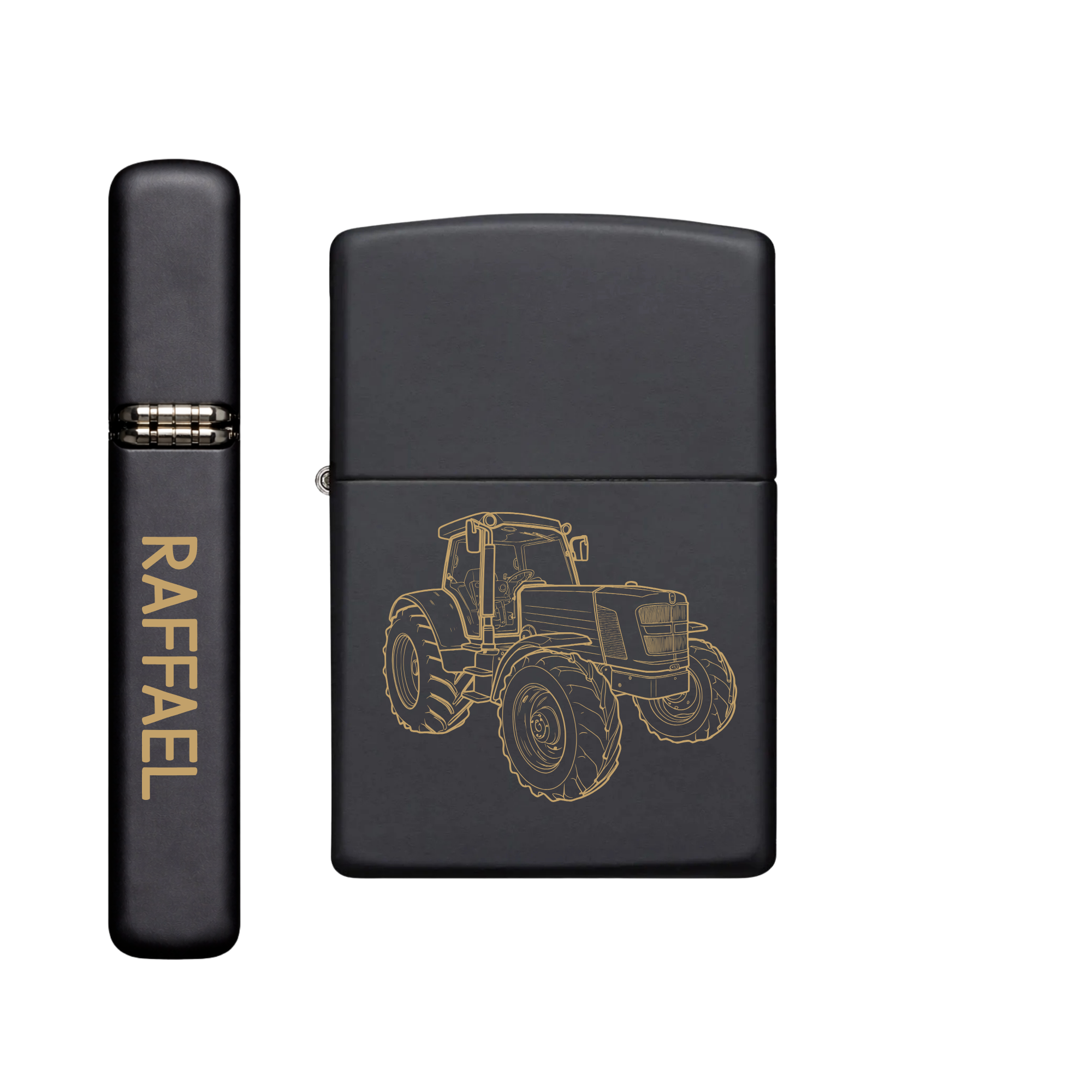 Zippo Feuerzeug personalisiert mit goldener Gravur - Traktor