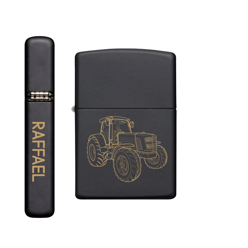 Zippo Feuerzeug personalisiert mit goldener Gravur - Traktor