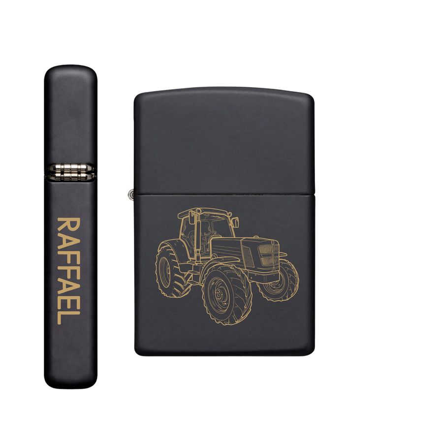 Zippo Feuerzeug personalisiert mit goldener Gravur - Traktor