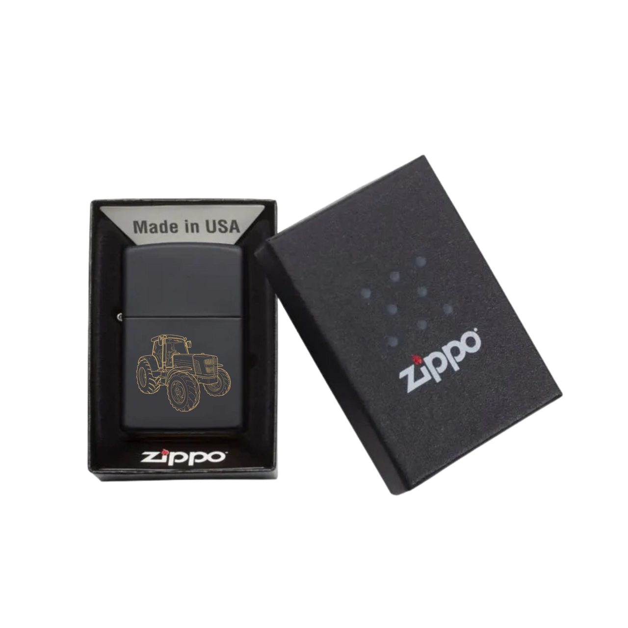 Zippo Feuerzeug personalisiert mit goldener Gravur - Traktor