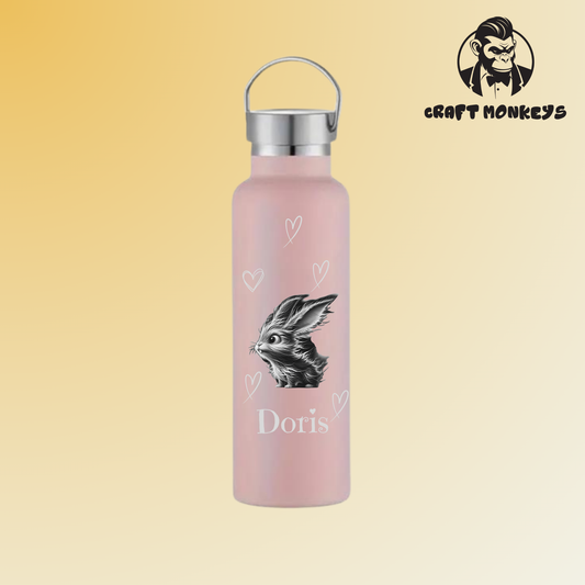 Thermoflasche Doppelwandig 600ml mit Hase und Name