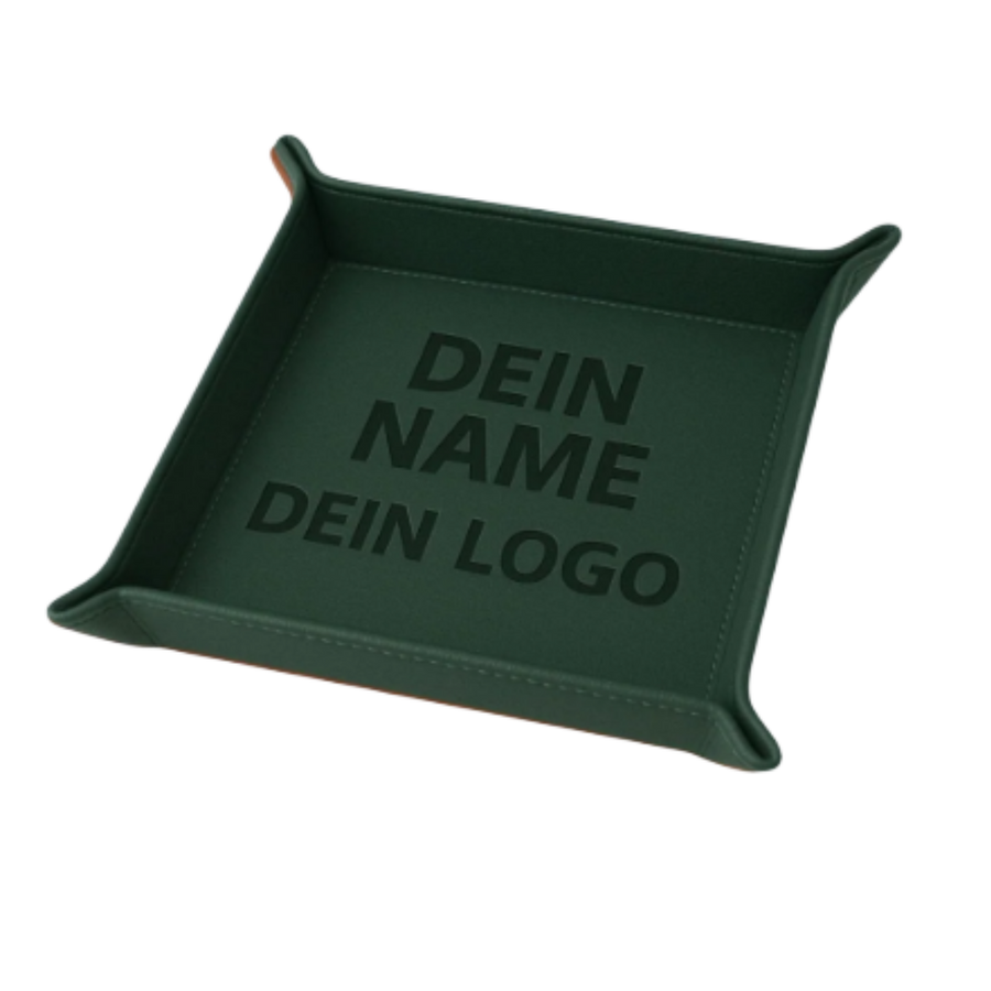 Leder Ablageschale Waldgrün mit Personalisierung