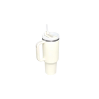 Thumbnail for Weisser Thermobecher 1,2 L im Stanley Style mit Henkel und Strohhalm
