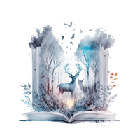 Thumbnail for Bookbag Buchtasche -Hirsch im Wald 100%Baumwolle Personalisierbar