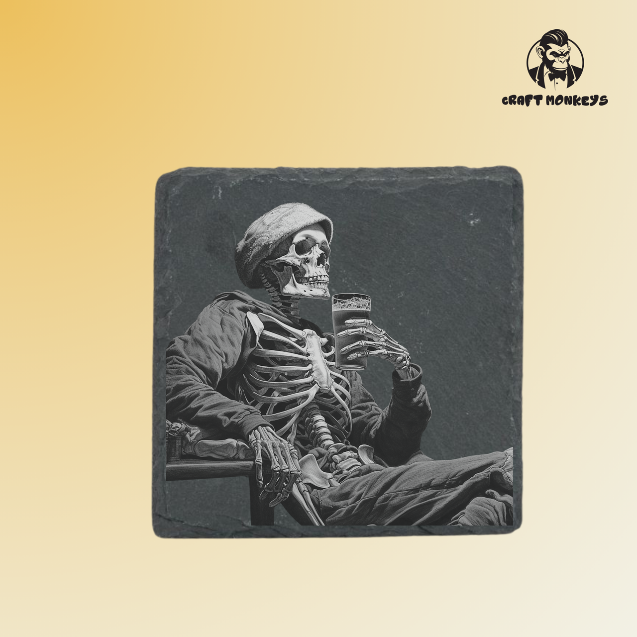 Schieferuntersetzer -Totenkopf Bier 2