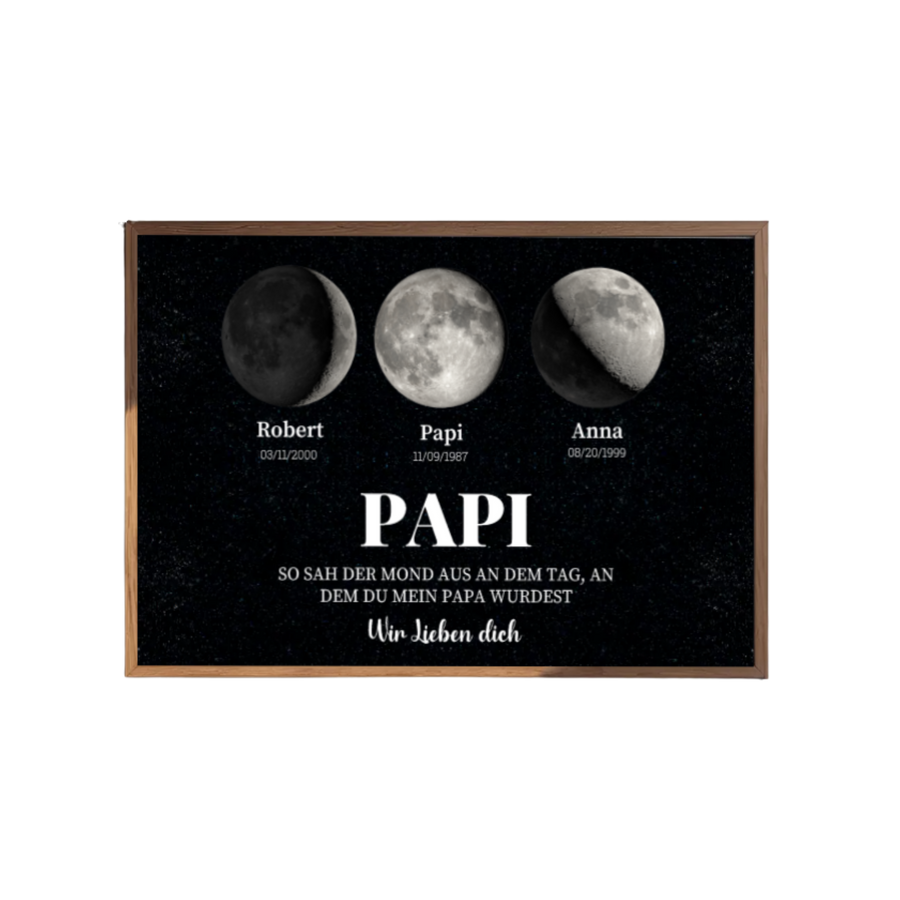 Personalisiertes Mondphasen Poster für Papa – Einzigartiges Geschenk mit Wunschdatum