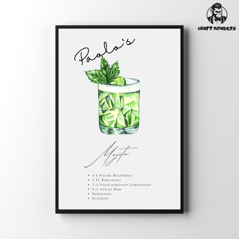 Cocktail-Poster Personalisierbar – Mojito