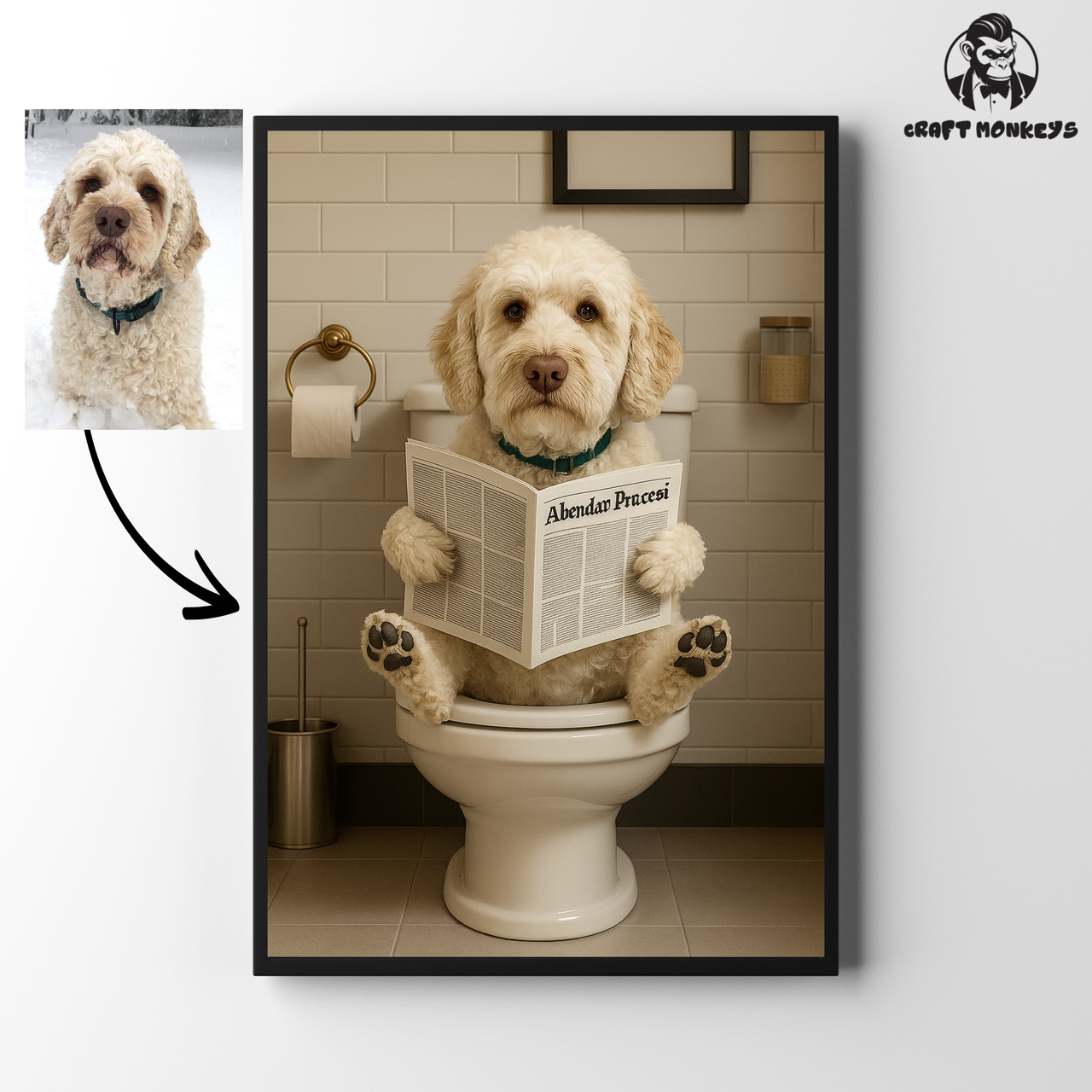 Dein Hund auf dem Klo - Personalisiertes Kunstposter