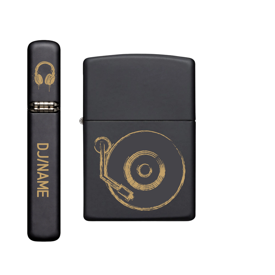 Zippo Feuerzeug personalisiert mit goldener Gravur - DJ