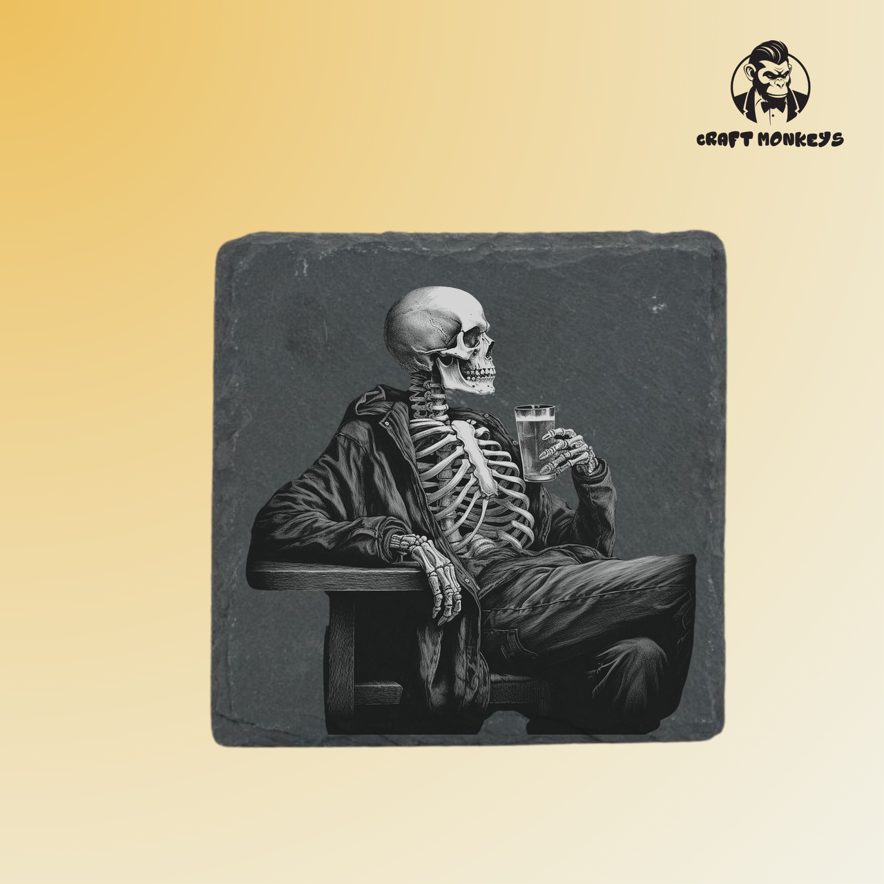 Schieferuntersetzer -Totenkopf Bier 3