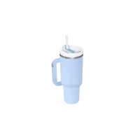 Thumbnail for Hellblauer Thermobecher 1,2 L im Stanley Style mit Henkel und Strohhalm