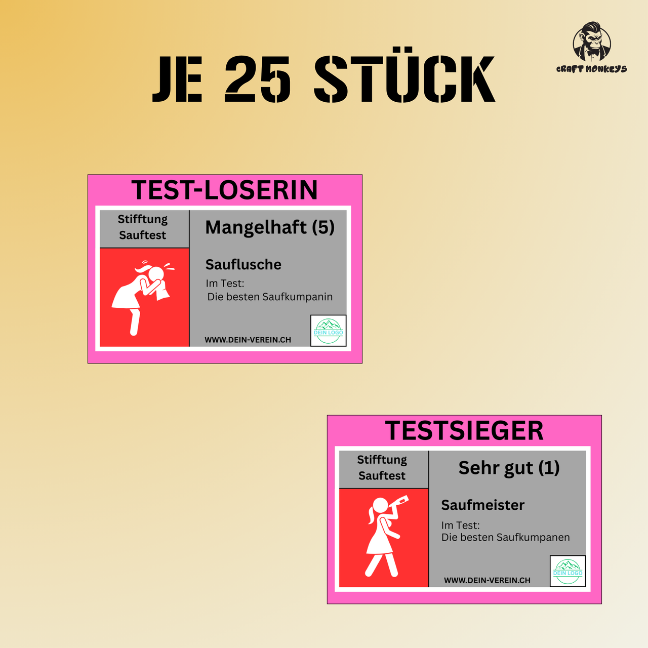 Lustige Party-Sticker „Stiftung Sauftest“ – personalisierbare Aufkleber für Männer & Frauen